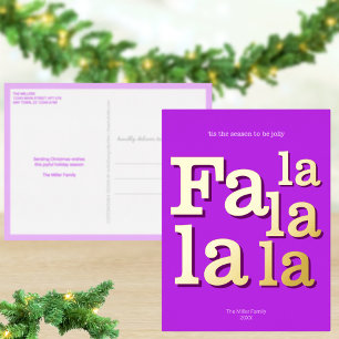 Modern Fa La Paarse eenvoudige chique trendy goud Folie Feestdagen Briefkaart
