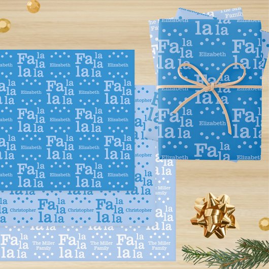Modern Fa La Sky Blue Eenvoudige Naam toevoegen Ke Inpakpapier Vel