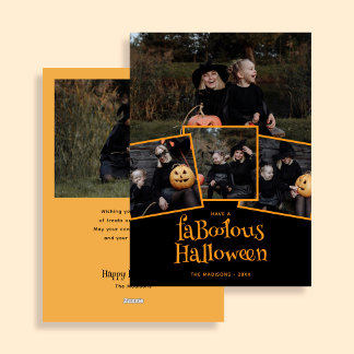 Modern Faboolous Halloween Photo Collage Feestdagenkaart