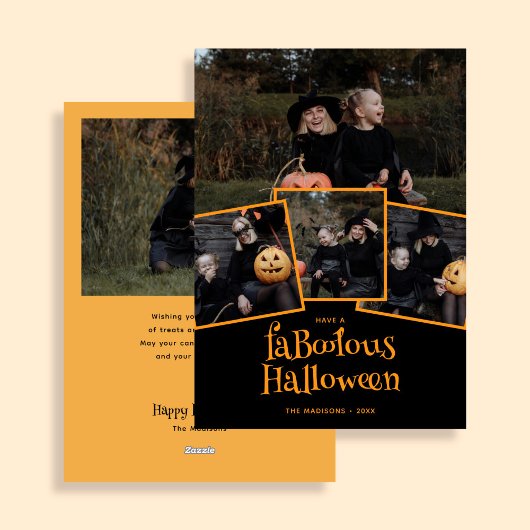 Modern Faboolous Halloween Photo Collage Feestdagenkaart