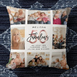 Modern Fabulous 50th Birthday Foto's Roos Gold Kussen<br><div class="desc">Een prachtig,  modern cadeau voor een 50e verjaardagscadeau: een trendy Instagram-fotocollage kussen met uw persoonlijke boodschap en naam rond een minimalistisch chic FABULOUS 50 roos gouden script kalligrafie-ontwerp voor dat speciale hokje vol herinneringen. Dit is de witte en roos goudversie.</div>