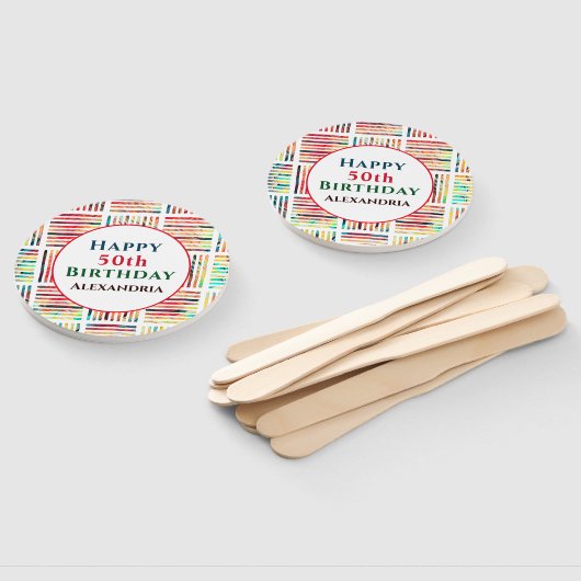 Modern Fabulous 50th Birthday Geometric Custom Handwaaier (Niet-gemonteerd)