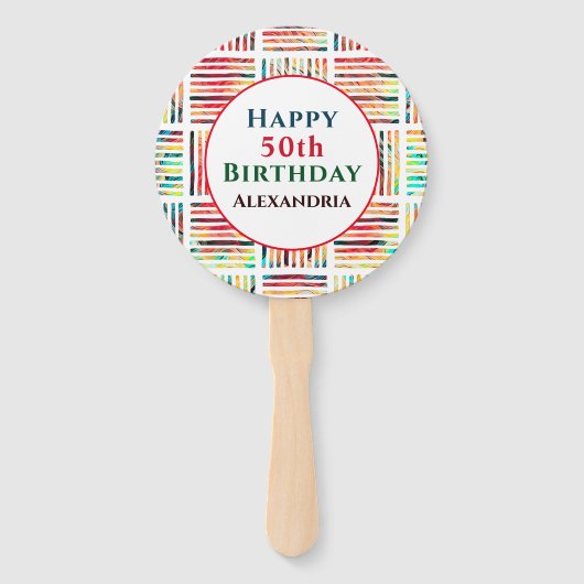 Modern Fabulous 50th Birthday Geometric Custom Handwaaier (Voorkant)