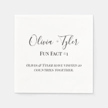 Modern Fact Wedding Reception Cocktail Napkin