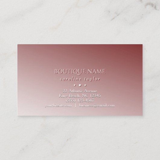 Modern Fade Ombre Red Embossed Effect Informatiekaartje (Achterkant)