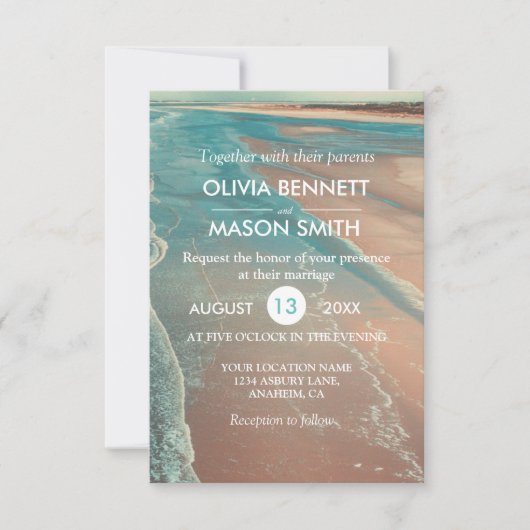 Modern Fade Tropical Beach Zee Weddenschap Card Kaart (Voorkant)