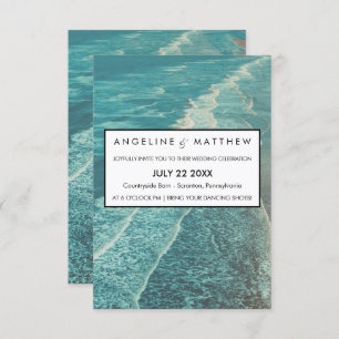 Modern Fade Tropical Beach Zee Weddenschap Card Kaart