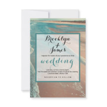 Modern Fade Tropical Beach Zee Weddenschap Card
