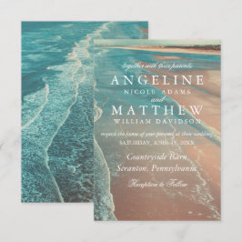 Modern Fade Tropical Beach Zee Weddenschap Card Kaart