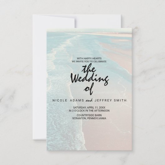 Modern Fade Tropical Beach Zee Weddenschap Card Kaart