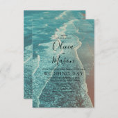 Modern Fade Tropical Beach Zee Weddenschap Card Kaart (Voorkant / Achterkant)