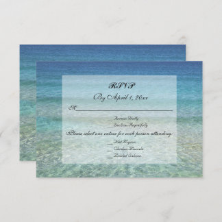 Modern Fade Tropical Beach Zee Wedding RSVP Kaart