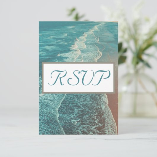 Modern Fade Tropical Sunset Wedding RSVP (Staand voorkant)