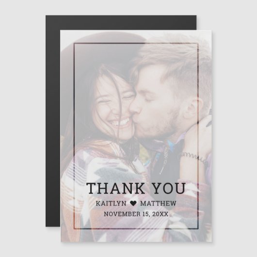 Modern Faded Foto Black Script Weduwen Bedankt (Voorkant / Achterkant)