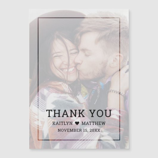 Modern Faded Foto Black Script Weduwen Bedankt (Voorkant)