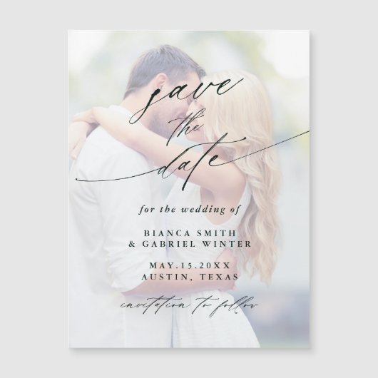 Modern Faded Foto Weddenschap Save the Date Magnet (Voorkant)