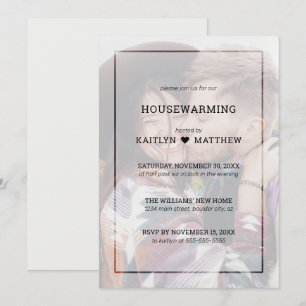 Modern Faded FotoTypografie Housewarming Party Kaart