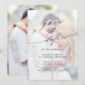 Modern Faded Photo Wedding Save The Date (Voorkant / Achterkant)
