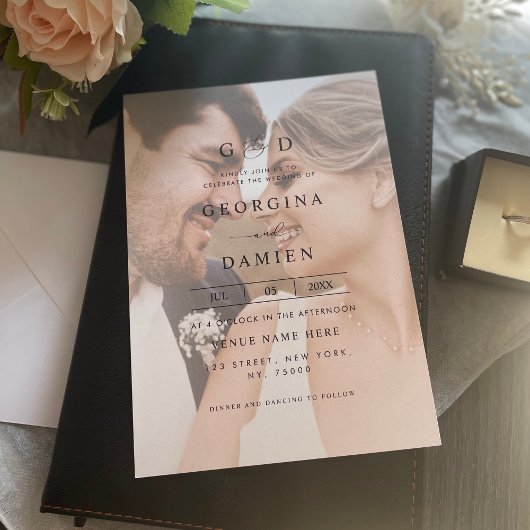 Modern Fading 2 Photo Ampersand All in One Wedding Kaart