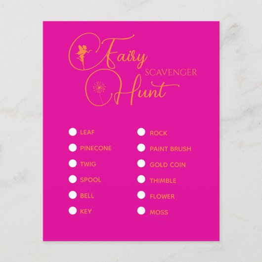 Modern Fairy Birthday Scavenger Hunt (Voorkant)
