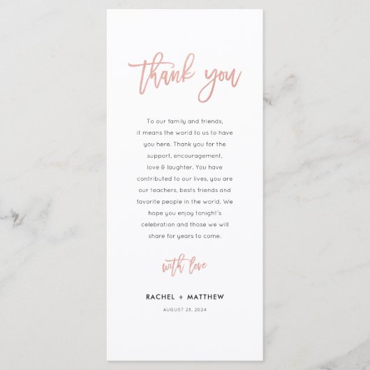 Modern Fairytale Roos Gold Weddenschap Hartelijk d Menu (Voorkant)