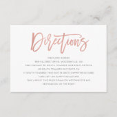 Modern Fairytale Roos Gold Wedding Direction Kaart (Voorkant)