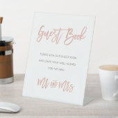 Modern Fairytale Roos Gold Wedding Guestbook Reclamebord Met Voetstuk (Insitu)