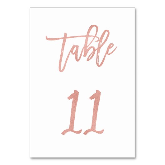 Modern Fairytale Roos Gold Wedding Table Number 11 Kaart (Voorkant)