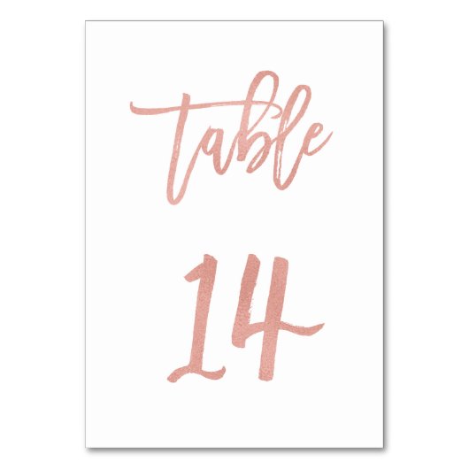 Modern Fairytale Roos Gold Wedding Table Number 14 Kaart (Voorkant)