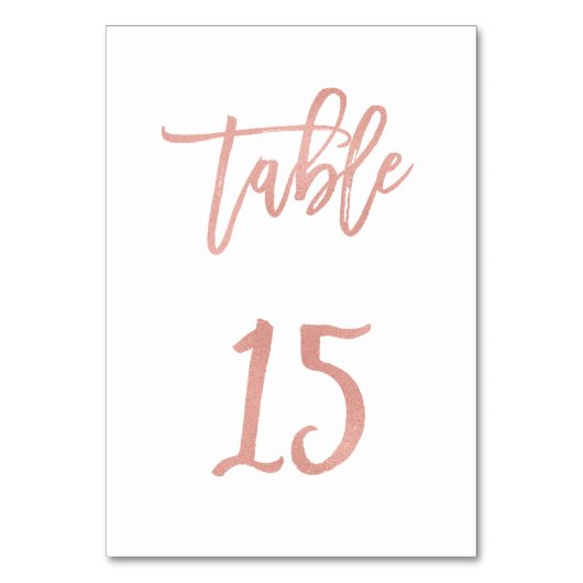 Modern Fairytale Roos Gold Wedding Table Number 15 Kaart (Achterkant)