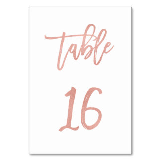 Modern Fairytale Roos Gold Wedding Table Number 16 Kaart