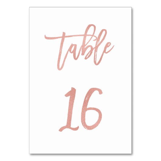 Modern Fairytale Roos Gold Wedding Table Number 16 Kaart (Voorkant)