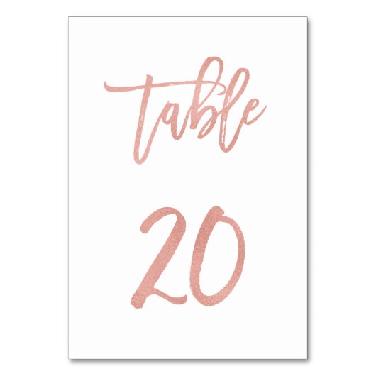 Modern Fairytale Roos Gold Wedding Table Number 20 Kaart (Voorkant)