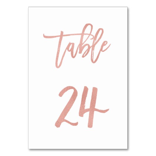 Modern Fairytale Roos Gold Wedding Table Number 24 Kaart (Voorkant)