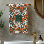 Modern Fall Floral Pastel Sage Custom Name Towel Bad Handdoek