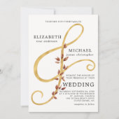 Modern Fall laat Ampersand simpele foto-bruiloft a Kaart (Voorkant)