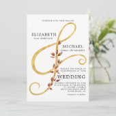 Modern Fall laat Ampersand simpele foto-bruiloft a Kaart (Staand voorkant)