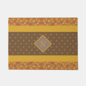 Modern Fall Leaves Monogram Brown Polka Dot Deurmat (Voorkant)