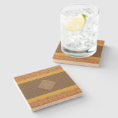 Modern Fall Leaves Monogram Brown Polka Dot Stenen Onderzetter (Zijkant)