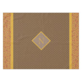 Modern Fall Leaves Monogram Polka Dot Tafelkleed (Voorkant (Horizontaal))