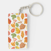 Modern Fall Leaves Pattern  naam Sleutelhanger (achterkant)