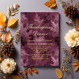 Modern Fall Leaves Thanksgiving Dinner Party Gold Folie Uitnodiging