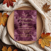 Modern Fall Leaves Thanksgiving Dinner Party Gold Folie Uitnodiging