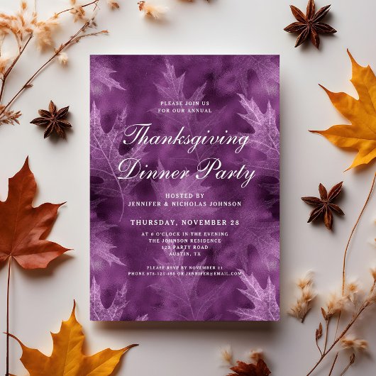 Modern Fall Leaves Thanksgiving Dinner Party Kaart
