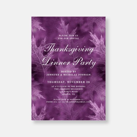 Modern Fall Leaves Thanksgiving Dinner Party Kaart