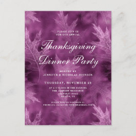 Modern Fall Leaves Thanksgiving Dinner Party Uitnodiging Briefkaart