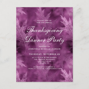 Modern Fall Leaves Thanksgiving Dinner Party Uitnodiging Briefkaart