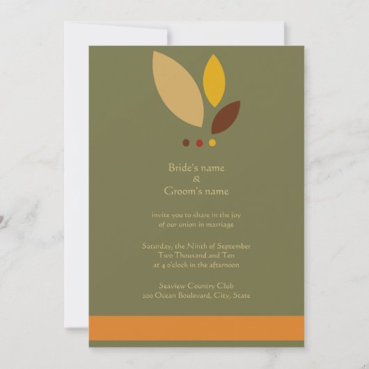 Modern Fall Leaves Wedding Uitnodiging (Voorkant)