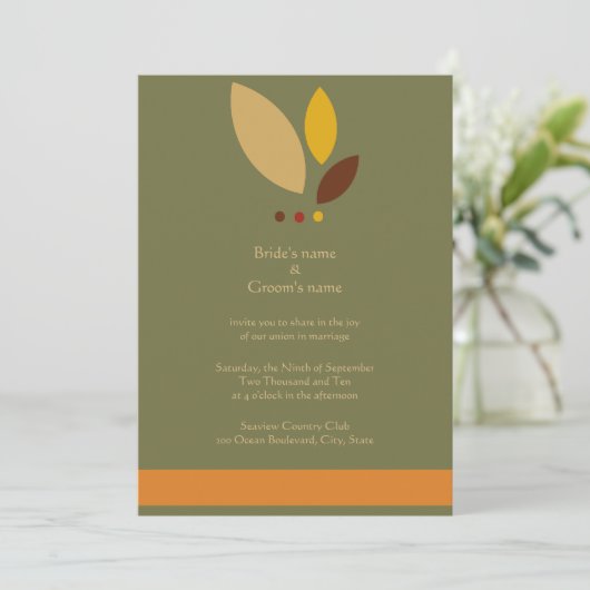 Modern Fall Leaves Wedding Uitnodiging (Staand voorkant)