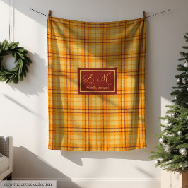 Modern Fall Tartan Plaid Blanket Chic Custom Name Fleece Deken